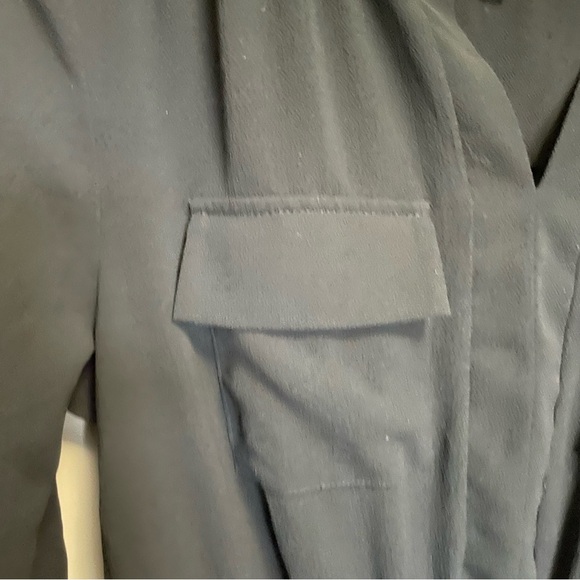 Monteau Los Angles Black V-Neck Cuffed Sleeve Dress Women’s Medium - Picture 2 of 9